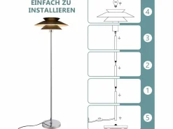 Discount NETTLIFE Lámpara de pie de salón negra moderna E27 1 llama con interruptor de pie Diseño industrial de metal vintage Altura 145 CM Negro