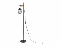 NETTLIFE Lámpara de pie de madera Lámpara de pie vintage: Lámpara de salón negra Lámpara de pie con casquillo E27 146 cm (sin bombilla)