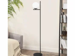 Best NETTLIFE Lámpara de Pie Industrial - Moderna Negra con Interruptor de Pie Diseño de Metal Lámpara de Pie de Vidrio E27 Vintage Cable de 2M Blanco