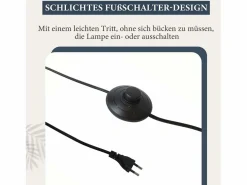Best NETTLIFE Lámpara de Pie Industrial - Moderna Negra con Interruptor de Pie Diseño de Metal Lámpara de Pie de Vidrio E27 Vintage Cable de 2M Blanco