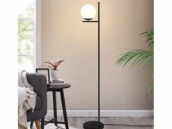 Best NETTLIFE Lámpara de Pie Industrial - Moderna Negra con Interruptor de Pie Diseño de Metal Lámpara de Pie de Vidrio E27 Vintage Cable de 2M Blanco