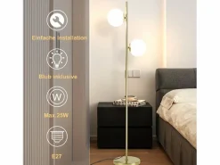NETTLIFE Lámpara de pie moderna para sala de estar - Lámpara de pie de diseño Lámpara de pie con casquillo E27 con interruptor de pie -166 cm