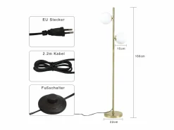 NETTLIFE Lámpara de pie moderna para sala de estar - Lámpara de pie de diseño Lámpara de pie con casquillo E27 con interruptor de pie -166 cm