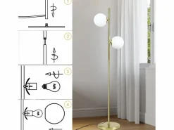 NETTLIFE Lámpara de pie moderna para sala de estar - Lámpara de pie de diseño Lámpara de pie con casquillo E27 con interruptor de pie -166 cm