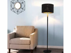 Sale NETTLIFE Lámpara de pie moderna para sala de estar - de tela con casquillo E27 Máx. Diseño Estrella Dorada Negra 40W Pantalla 144cm Negro