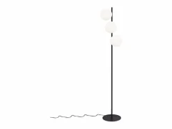 NETTLIFE Lámpara de pie negra -moderna para sala de estar de 3 luces con interruptor de pie industrial vintage de vidrio con diseño de metal E27
