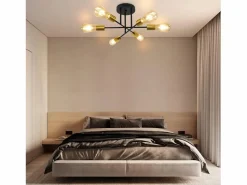 Clearance NETTLIFE Lámpara de Techo Lámpara Vintage 6 Bombillas E27 Lámpara Industrial Dormitorio Lámpara Retro para Sala de Estar Hotel Cafetería Negro