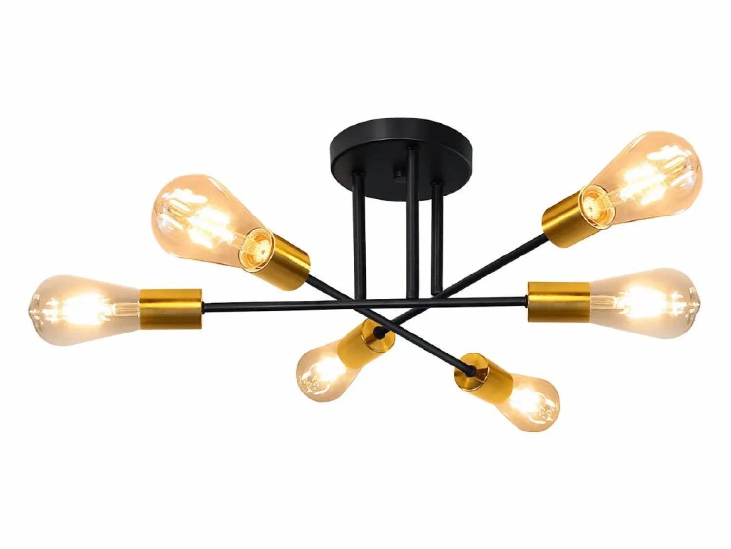 Clearance NETTLIFE Lámpara de Techo Lámpara Vintage 6 Bombillas E27 Lámpara Industrial Dormitorio Lámpara Retro para Sala de Estar Hotel Cafetería Negro