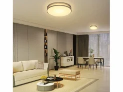 Lámpara de Techo LED 38W Redonda Moderna Regulable con Control Remoto Lámpara de Dormitorio con Pantalla de Tela Lámpara de para Plafón