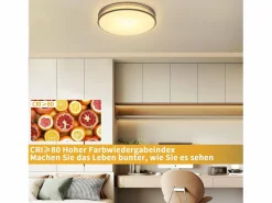 Lámpara de Techo LED 38W Redonda Moderna Regulable con Control Remoto Lámpara de Dormitorio con Pantalla de Tela Lámpara de para Plafón