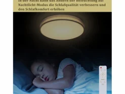 Lámpara de Techo LED 38W Redonda Moderna Regulable con Control Remoto Lámpara de Dormitorio con Pantalla de Tela Lámpara de para Plafón