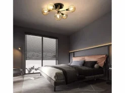Outlet NETTLIFE Lámpara de Techo LED Sala de Estar Dormitorio con 5 Bombillas G9 Bolas de Vidrio Luz de Sala de Estar Dormitorio Lámpara de araña Interior Negro