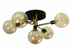 Outlet NETTLIFE Lámpara de Techo LED Sala de Estar Dormitorio con 5 Bombillas G9 Bolas de Vidrio Luz de Sala de Estar Dormitorio Lámpara de araña Interior Negro