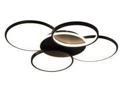 Lámpara de techo LED para sala de estar regulable de 70 W con control remoto, 5 anillos, acrílico moderno blanco Plafón