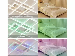 Best NETTLIFE , Lámpara de techo LED para salón, RGB, cambio de color, regulable en intensidad con control remoto, para habitación, lámpara moderna de 50W. Blanco
