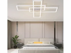 Best NETTLIFE , Lámpara de techo LED para salón, RGB, cambio de color, regulable en intensidad con control remoto, para habitación, lámpara moderna de 50W. Blanco