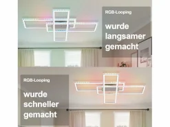 Best NETTLIFE , Lámpara de techo LED para salón, RGB, cambio de color, regulable en intensidad con control remoto, para habitación, lámpara moderna de 50W. Blanco