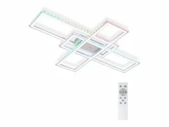 Best NETTLIFE , Lámpara de techo LED para salón, RGB, cambio de color, regulable en intensidad con control remoto, para habitación, lámpara moderna de 50W. Blanco