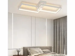 Hot Lámpara de Techo LED Metal 48W 80CM Lámpara de Salón Moderna Regulable con Diseño Rectangular para Dormitorio Infantil Plafón