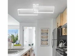Hot Lámpara de Techo LED Metal 48W 80CM Lámpara de Salón Moderna Regulable con Diseño Rectangular para Dormitorio Infantil Plafón