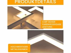 Hot Lámpara de Techo LED Metal 48W 80CM Lámpara de Salón Moderna Regulable con Diseño Rectangular para Dormitorio Infantil Plafón