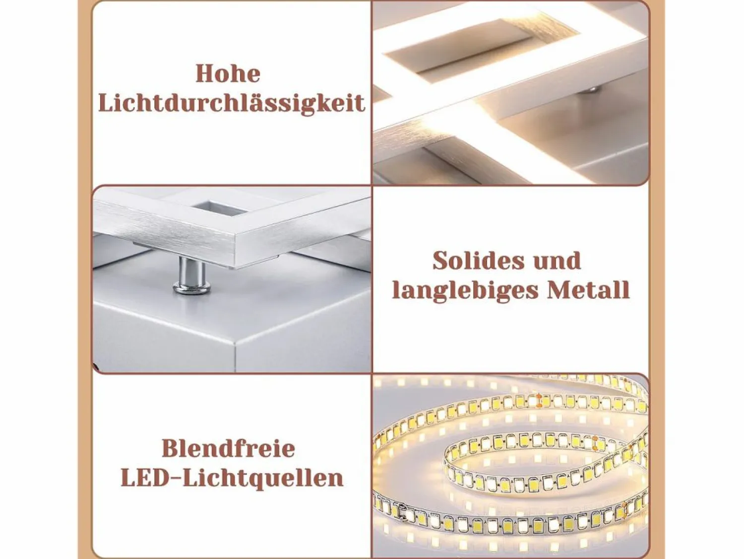 Sale Lámpara de techo LED cuadrada plateada moderna para dormitorio, 24 W, metal, 3000 K, blanco cálido para pasillo Plafón