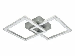 Sale Lámpara de techo LED cuadrada plateada moderna para dormitorio, 24 W, metal, 3000 K, blanco cálido para pasillo Plafón