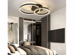 Online NETTLIFE , lámpara de techo LED regulable, iluminación de techo para el salón, lámpara para el dormitorio 46W, 2 anillos Negro