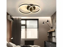 Online NETTLIFE , lámpara de techo LED regulable, iluminación de techo para el salón, lámpara para el dormitorio 46W, 2 anillos Negro