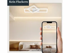 NETTLIFE Lámpara de techo LED para salón, 20 W, diseño moderno, lámpara de cocina, cálido, cuadrada, blanca Blanco