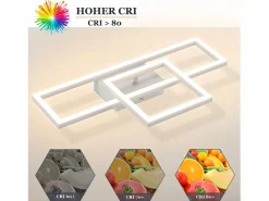 NETTLIFE Lámpara de techo LED para salón, 20 W, diseño moderno, lámpara de cocina, cálido, cuadrada, blanca Blanco