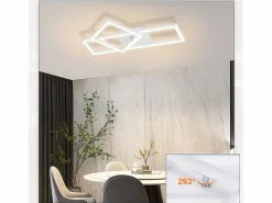 NETTLIFE Lámpara de techo LED para salón, 20 W, diseño moderno, lámpara de cocina, cálido, cuadrada, blanca Blanco