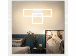 NETTLIFE Lámpara de techo LED para salón, 20 W, diseño moderno, lámpara de cocina, cálido, cuadrada, blanca Blanco