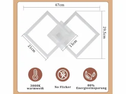 NETTLIFE Lámpara de Techo LED Geométrica de 24W, Iluminación de Techo para Salón y Dormitorio