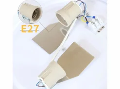 NETTLIFE Lámpara de Techo Redonda Moderna E27 38CM 2 Bombillas Máx.25W con Pantalla de Tela Lámpara de Dormitorio para Salón Pasillo