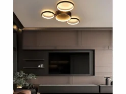 NETTLIFE Lámpara de Techo LED Cálido 29W Moderna con 4 Anillos Lámpara de Diseño Lámpara Decorativa para Dormitorio para Habitación Infantil