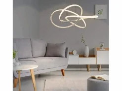 NETTLIFE Lámpara LED para salón, lámparas colgantes, mesa de comedor, blanca, 62W, regulable con mando a distancia Blanco