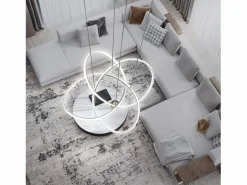 NETTLIFE Lámpara LED para salón, lámparas colgantes, mesa de comedor, blanca, 62W, regulable con mando a distancia Blanco