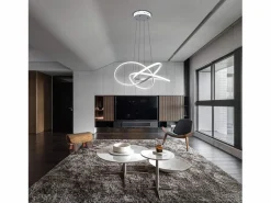 NETTLIFE Lámpara LED para salón, lámparas colgantes, mesa de comedor, blanca, 62W, regulable con mando a distancia Blanco
