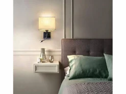 NETTLIFE lote de 2 lámparas murales LED para interiores, para habitación, aplique para salón, lámpara de cabecera, cama de tela con brazo de lectura flexible E27.