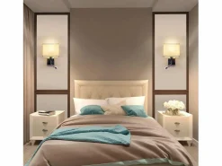 NETTLIFE lote de 2 lámparas murales LED para interiores, para habitación, aplique para salón, lámpara de cabecera, cama de tela con brazo de lectura flexible E27.