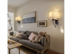 NETTLIFE lote de 2 lámparas murales LED para interiores, para habitación, aplique para salón, lámpara de cabecera, cama de tela con brazo de lectura flexible E27.