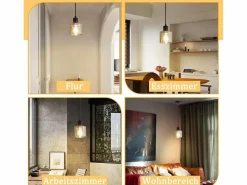 NETTLIFE Mesa de comedor suspendida, lámpara colgante vintage, colgante E27, colgante negro, 1 bombilla retro industrial.
