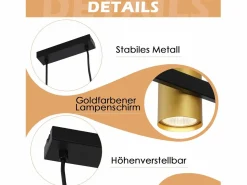 Best NETTLIFE Mesa de comedor colgante. Lámpara colgante de 6 bombillas negras GU10, industrial de metal. Dorado