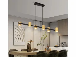 Best NETTLIFE Mesa de comedor colgante. Lámpara colgante de 6 bombillas negras GU10, industrial de metal. Dorado