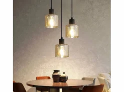 Best NETTLIFE Mesa de comedor suspendida. Lámpara colgante vintage con 3 bombillas. Lámpara de mesa de comedor suspendida, E27, metal negro, retro industrial. Dorado