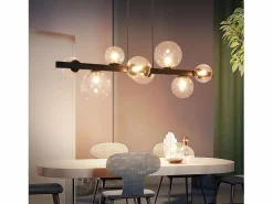 NETTLIFE Mesa de comedor colgante, lámpara colgante para salón, colgante G9, 8 bombillas de vidrio moderno. Transparente