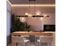NETTLIFE Mesa de comedor colgante, lámpara colgante para salón, colgante G9, 8 bombillas de vidrio moderno. Transparente