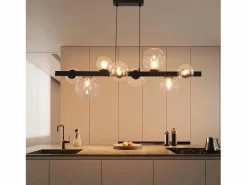 NETTLIFE Mesa de comedor colgante, lámpara colgante para salón, colgante G9, 8 bombillas de vidrio moderno. Transparente