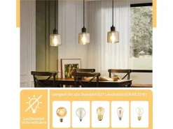 Sale Mesa suspension para comer, lámpara colgante vintage, 3 bombillas colgantes E27, metal negro, retro industrial. Lámpara Suspendida